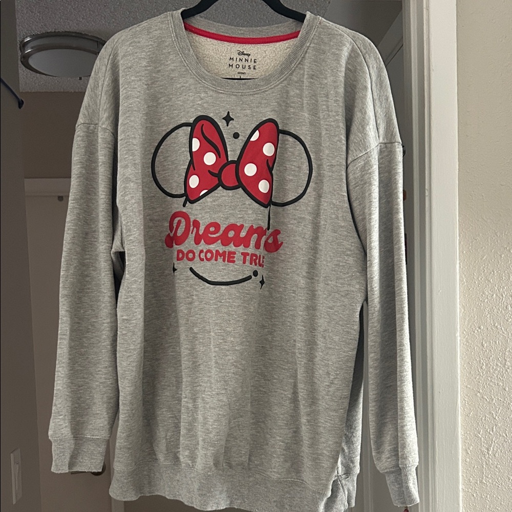 Disney Minnie Mouse Gray Sweatshirt with Red Bow